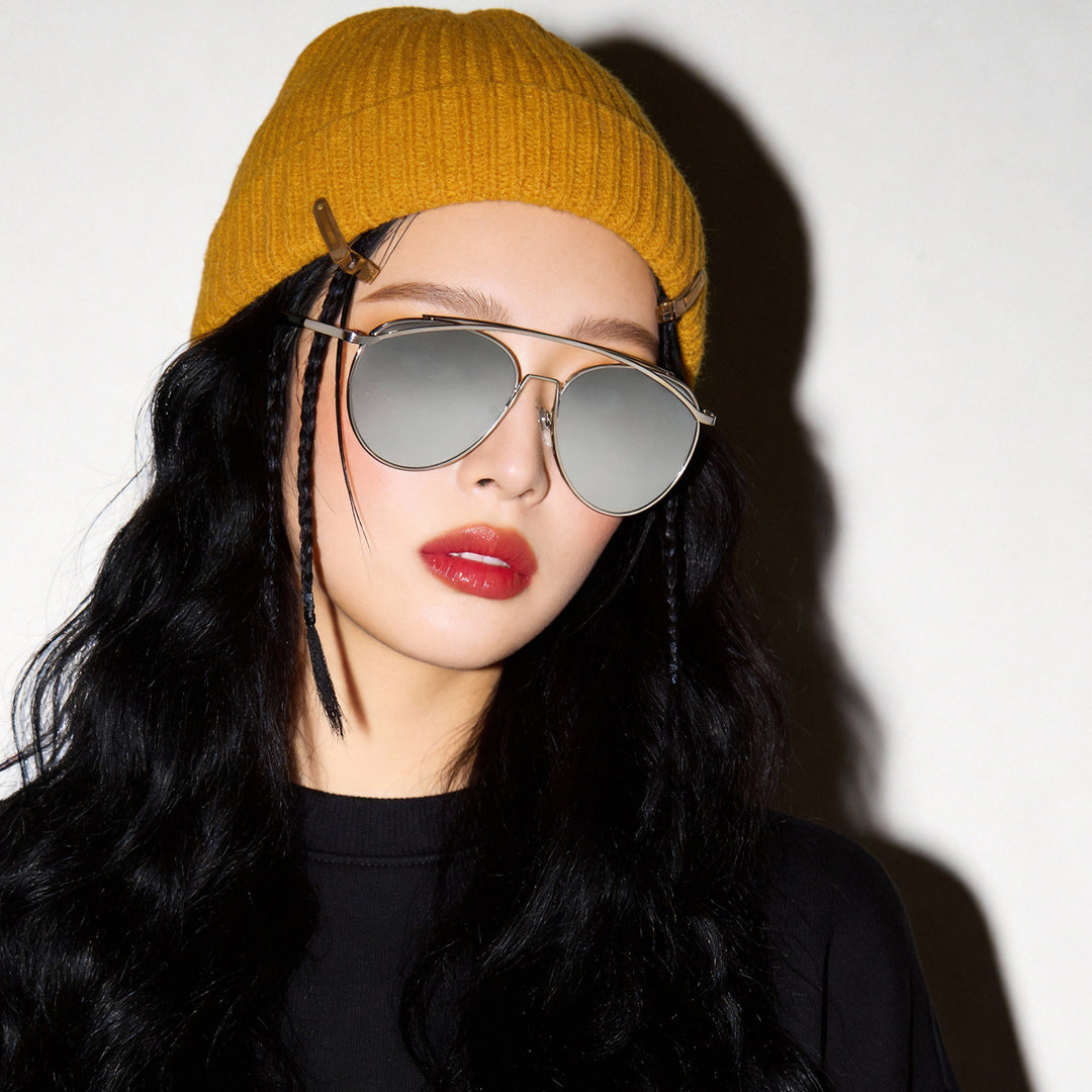 Women's Aviator Sunglasses with Elegant Metal Frame Bowlift