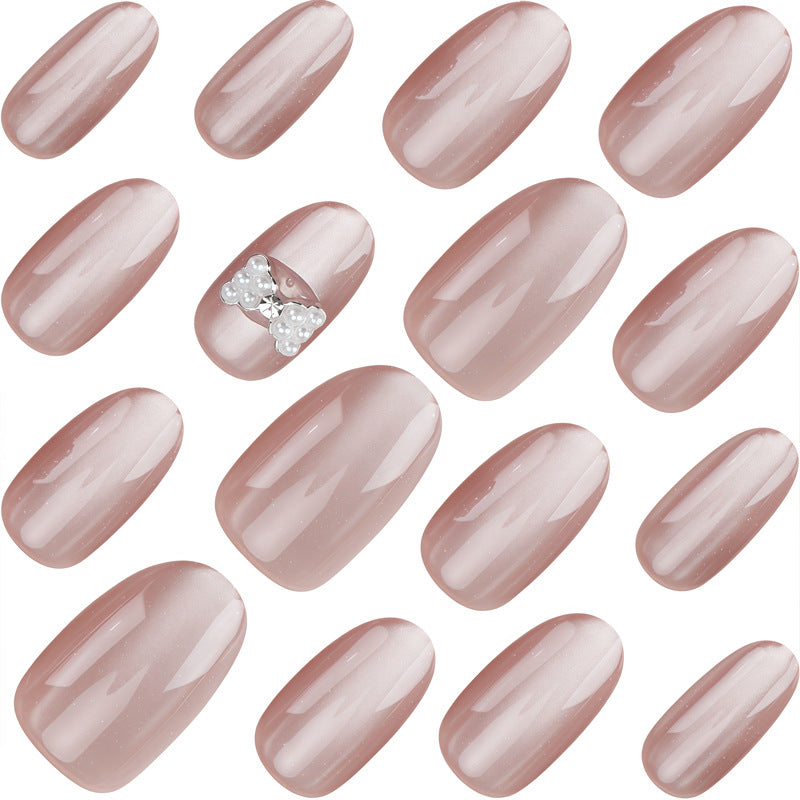 Elegant Press-On Nail Set with Gemstone Accents Bowlift