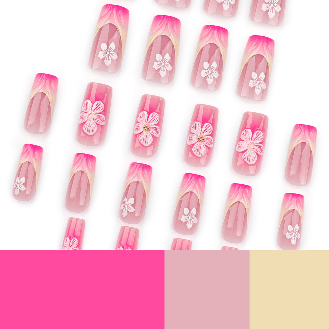 Artistic Nail Extensions with Floral Designs Bowlift
