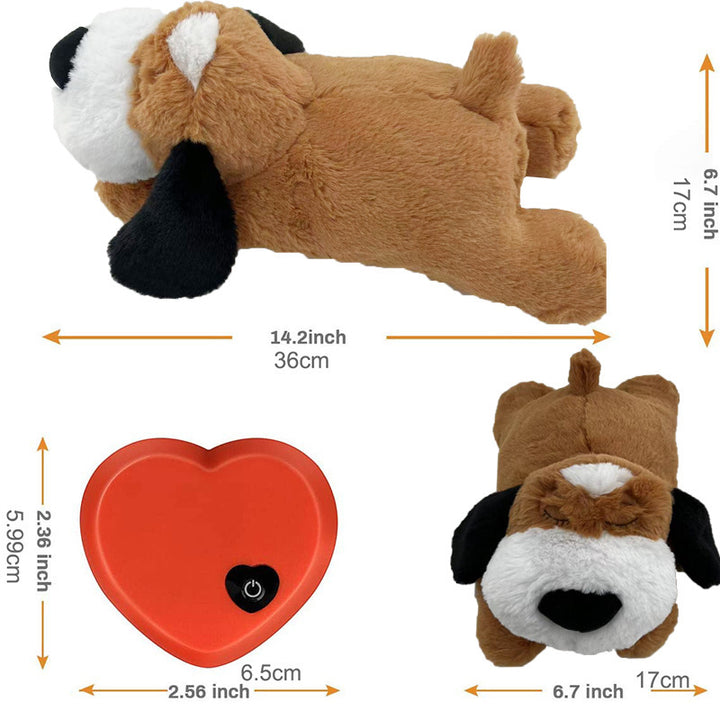 Plush heated cuddle dog pillow with heart remote control Bowlift
