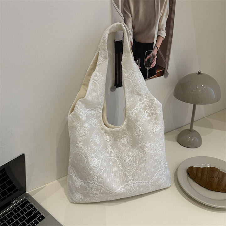 Elegant Lace-Trimmed Shoulder Bag Bowlift