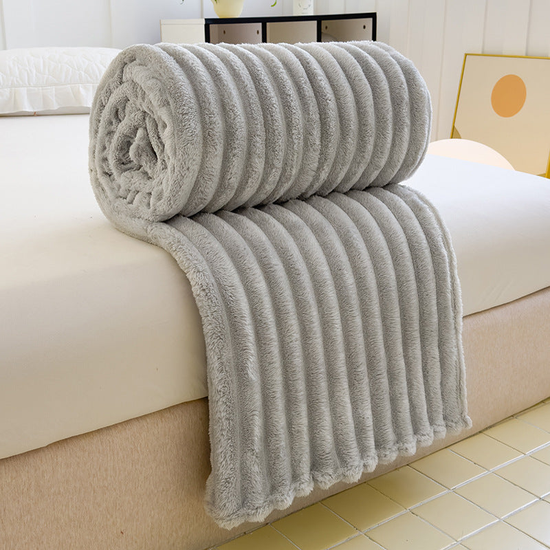 Women High-pile Cozy Blanket with Wave Pattern Bowlift