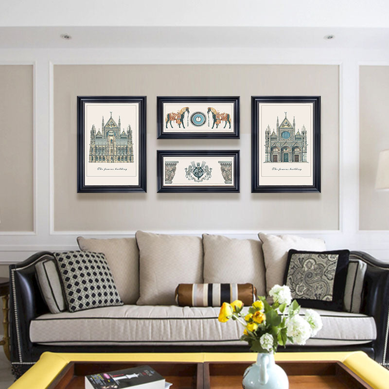Vintage Architectural Print Wall Decor Set