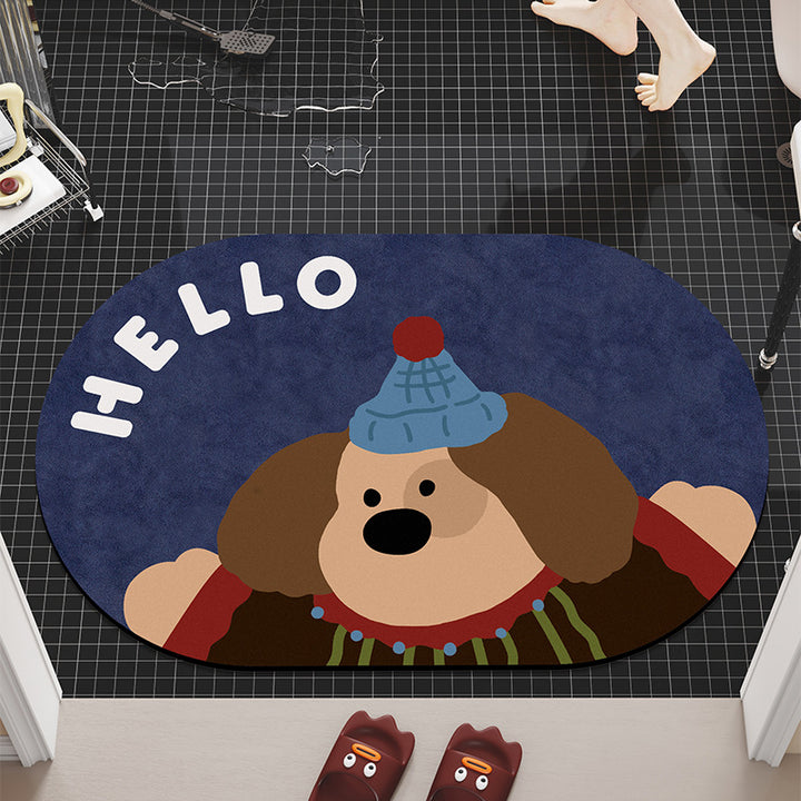 Cartoon Dog-Themed Bath Mat Bowlift