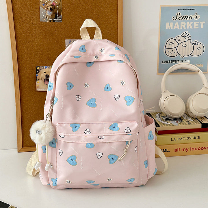 Heart-Printed Casual Backpack