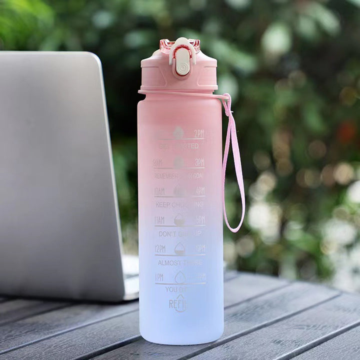 Women's Motivational Water Bottle with Time Markers Bowlift