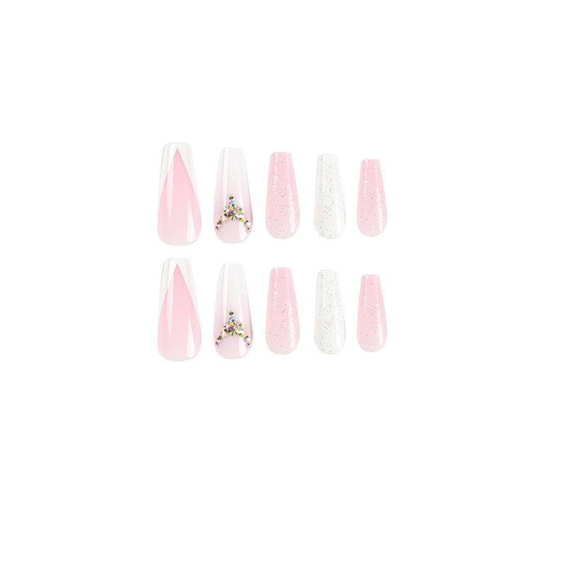 Artful Nail Extensions with Glitter and Rhinestone Accents Bowlift