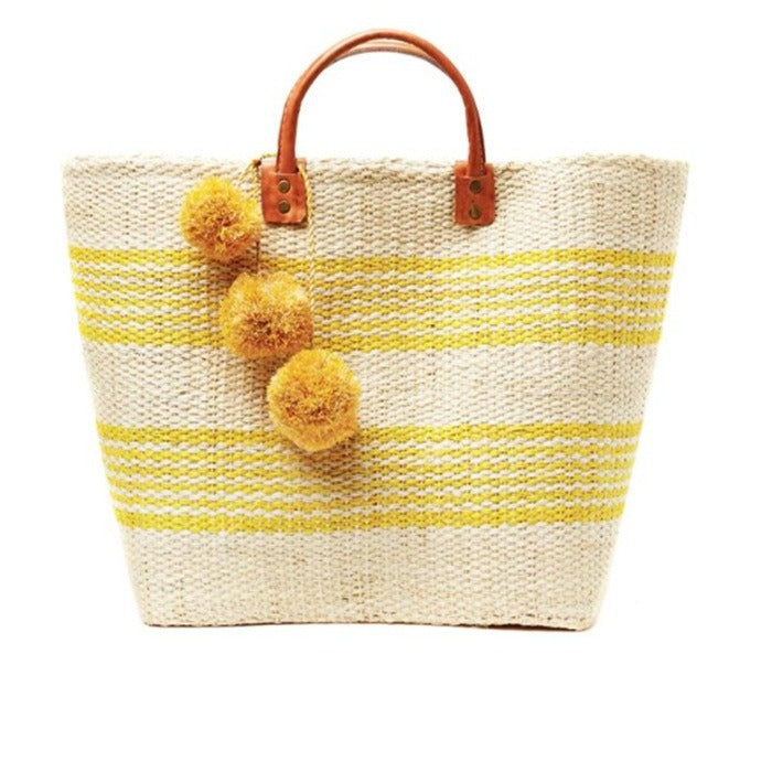 Stylish basket bag with playful pompons Bowlift