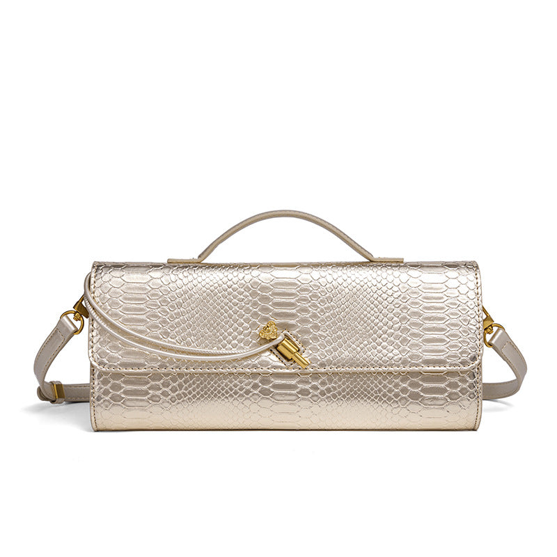 Elegant Textured Snakeskin Evening Clutch Bowlift