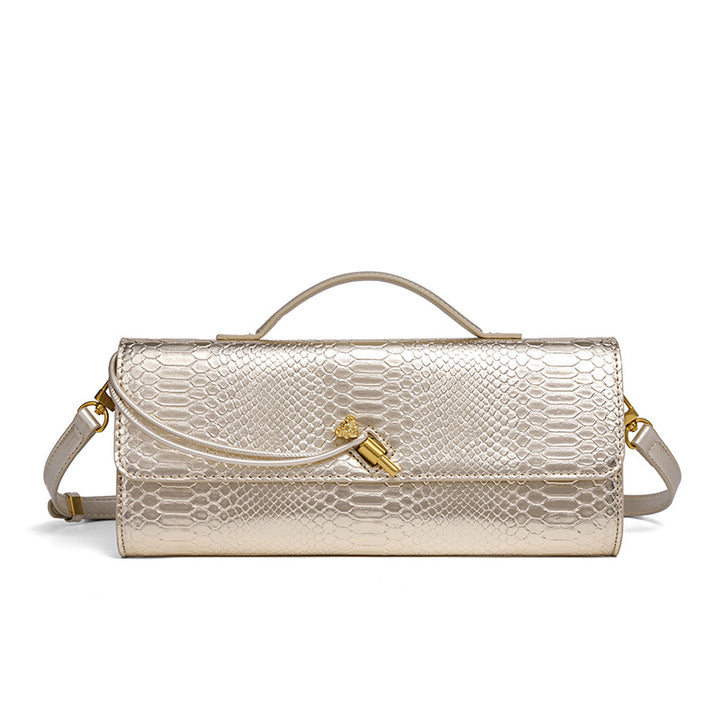 Elegant Textured Snakeskin Evening Clutch Bowlift