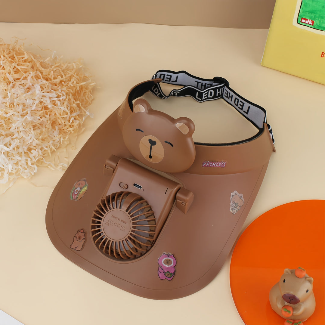 Women's Portable Neck Fan with Cute Bear Design Bowlift