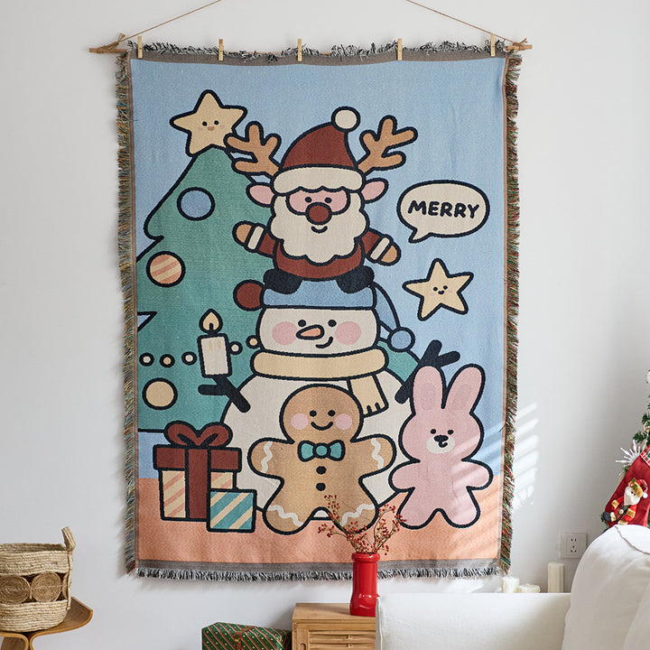 Whimsical Holiday Themed Tapestry Wall Hanging