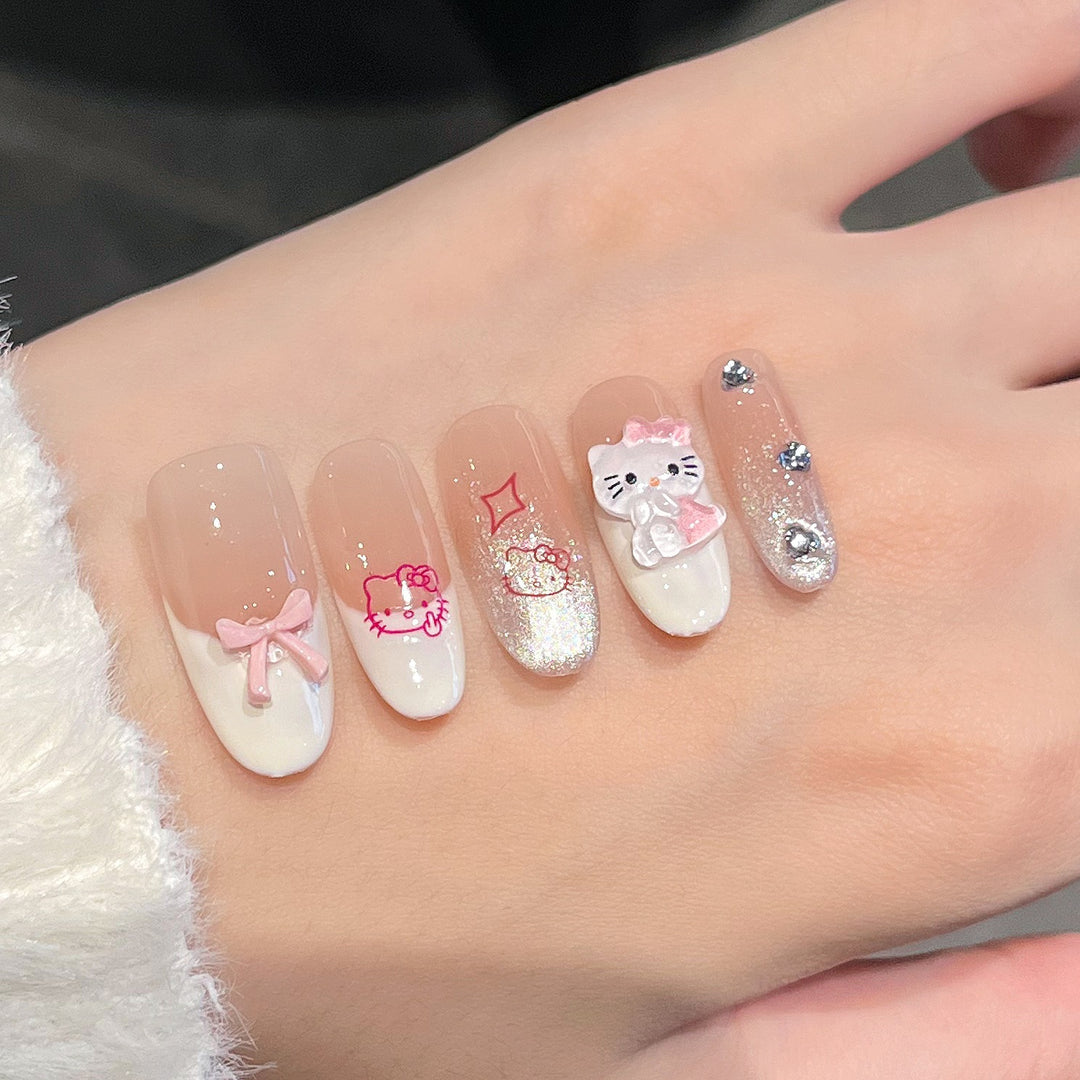 Cartoon-Themed Decorative Press-On Nails Bowlift
