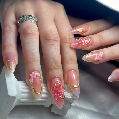 Decorative Floral Press-On Nail Art Set Bowlift