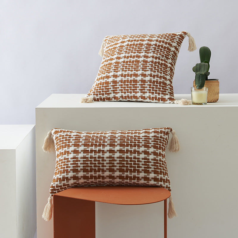 Textured Geometric Patterned Cushion