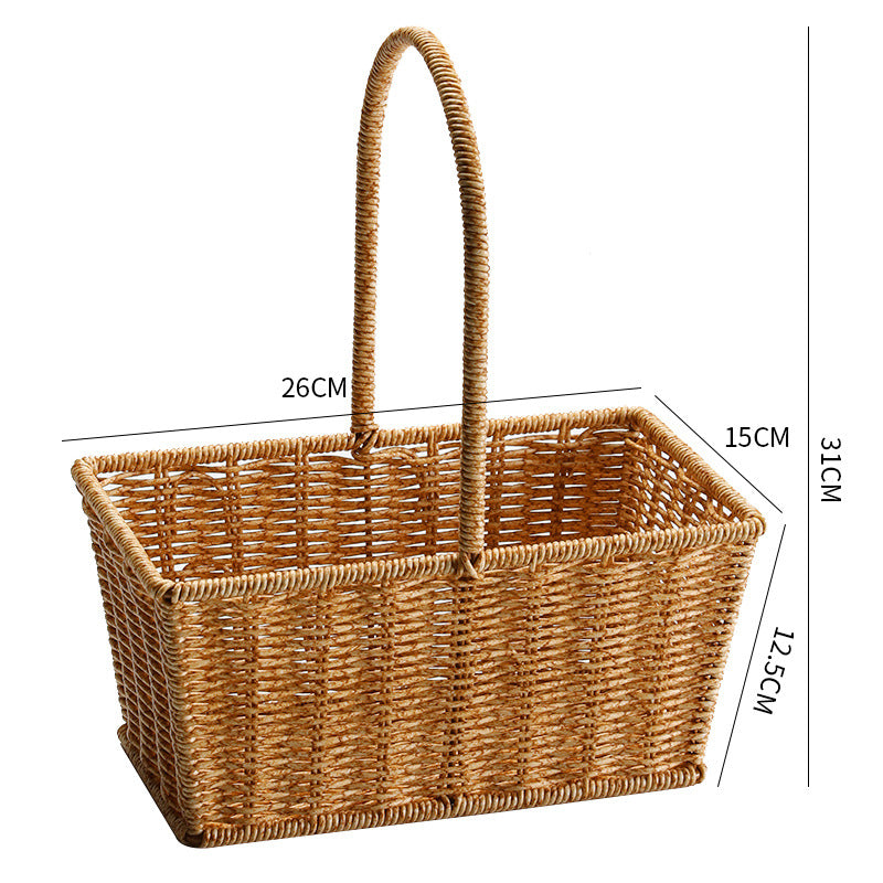 Decorative Woven Storage Basket with Mushroom Emblem Bowlift