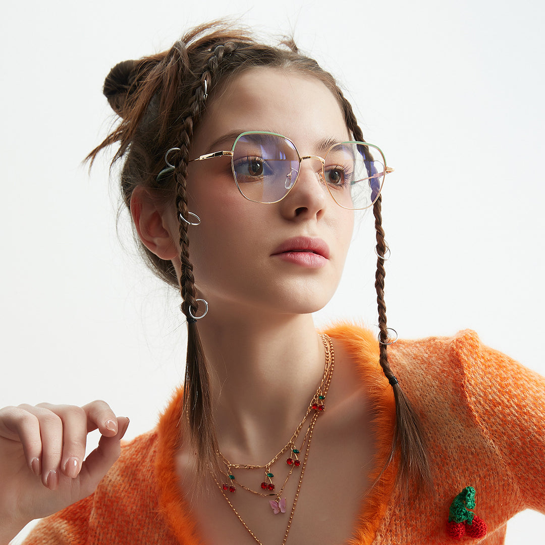 Women’s fashionable sunglasses with slim metal frame and blue lenses Bowlift