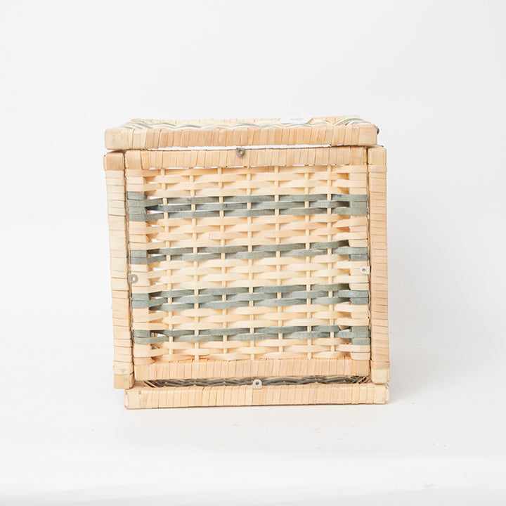 Woven storage basket with removable lid