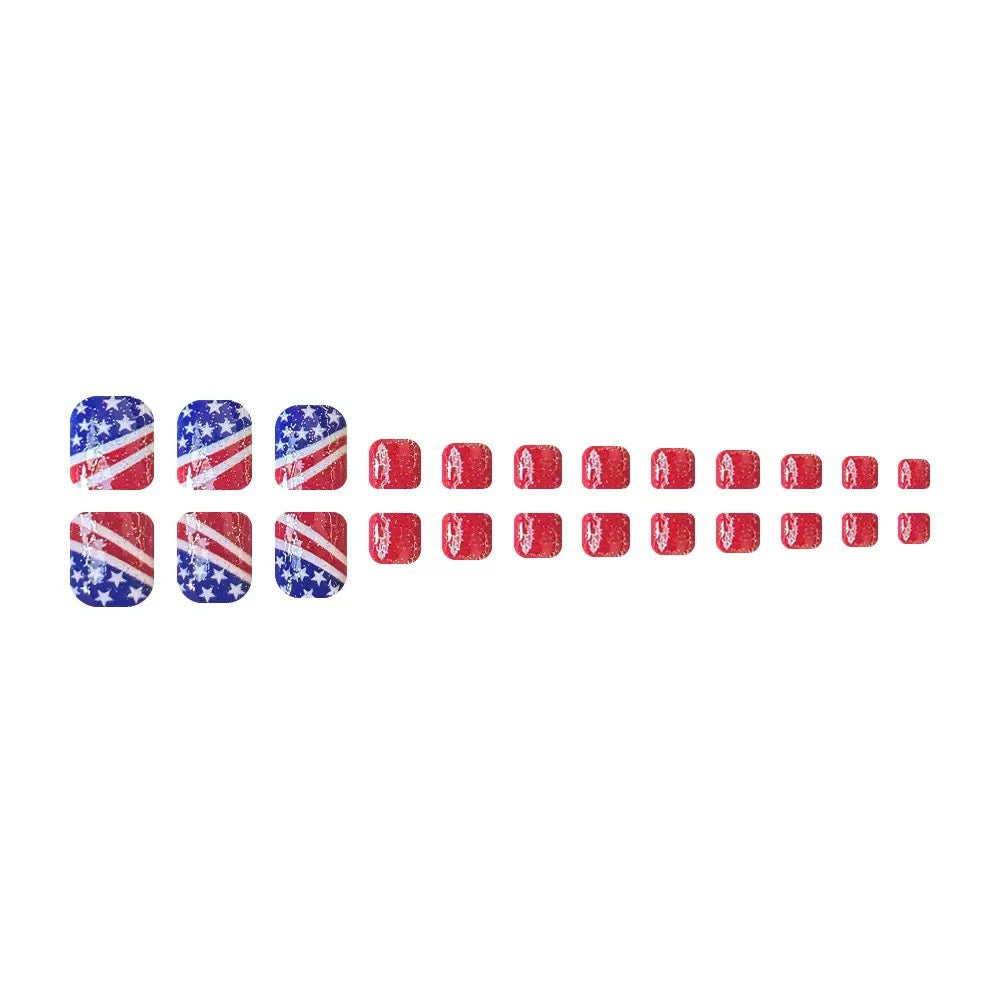 Nail art set with creative glitter design and American motif Bowlift