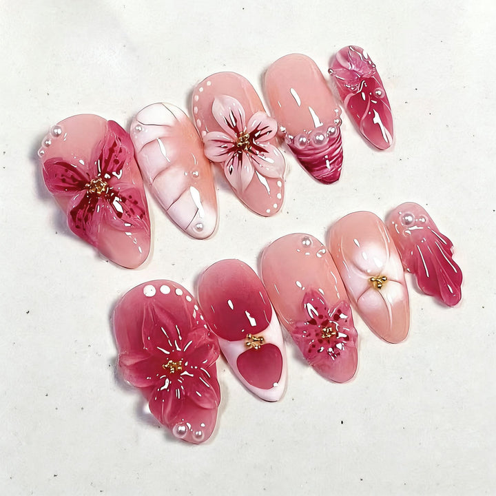 Artistic Floral Press-On Nail Collection Bowlift
