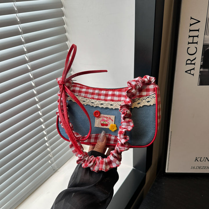 Retro Gingham Mini Crossbody Bag Bowlift
