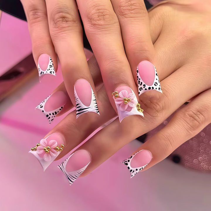 Floral Glam Press-On Nail Extensions Bowlift