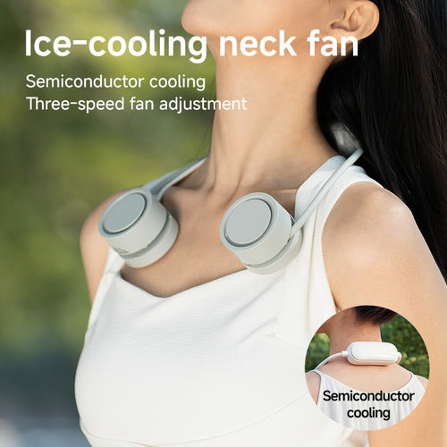 Unisex nan rechargeable neck fan with dual mini fans Bowlift