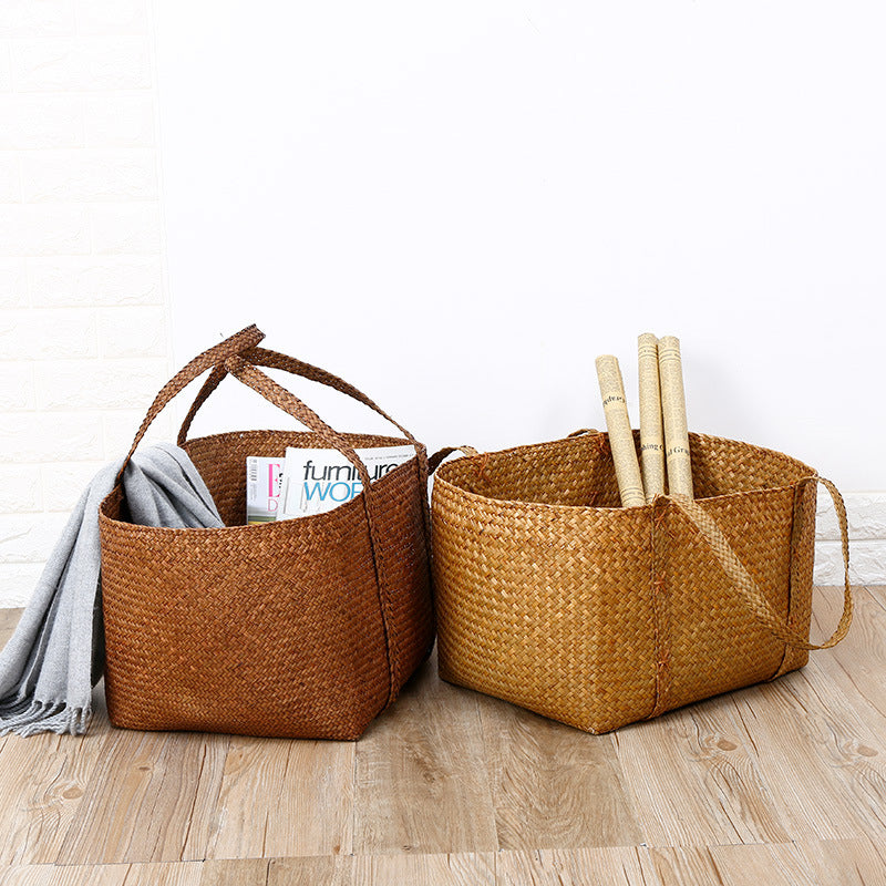 Spacious Woven Storage Baskets with Handles Bowlift