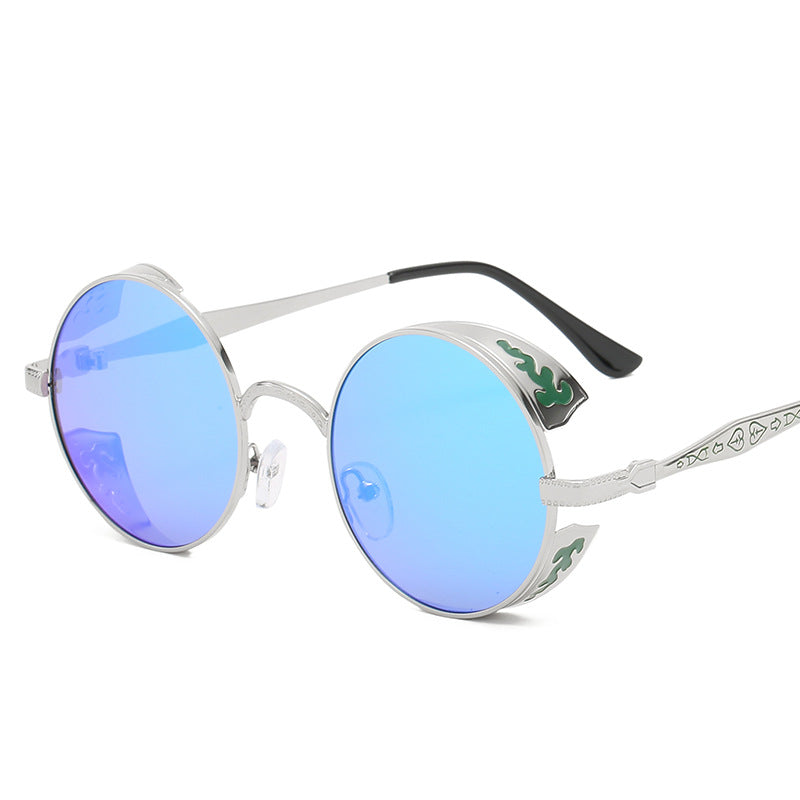 Ladies round sunglasses with luxurious gold frame and decorative elements Bowlift