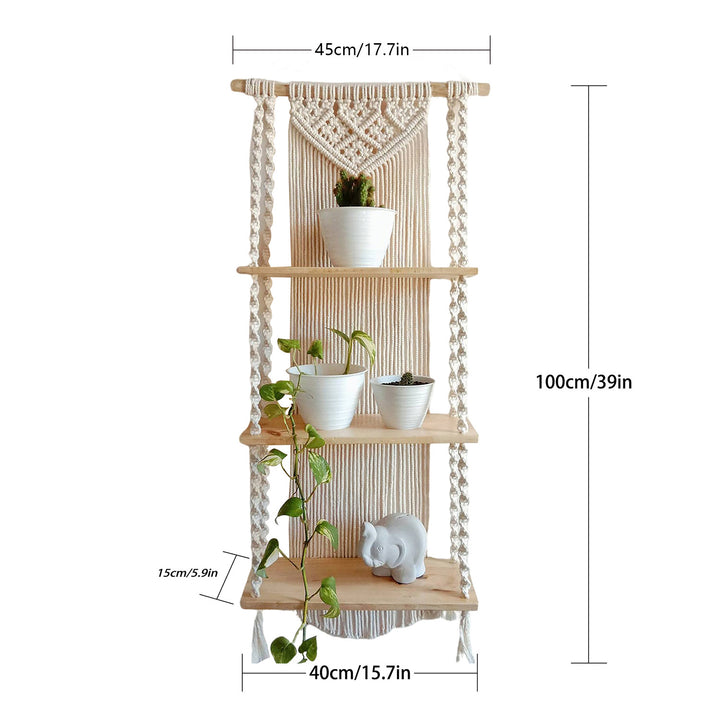 Macrame Plant Shelf with Decorative Hanging Design Bowlift