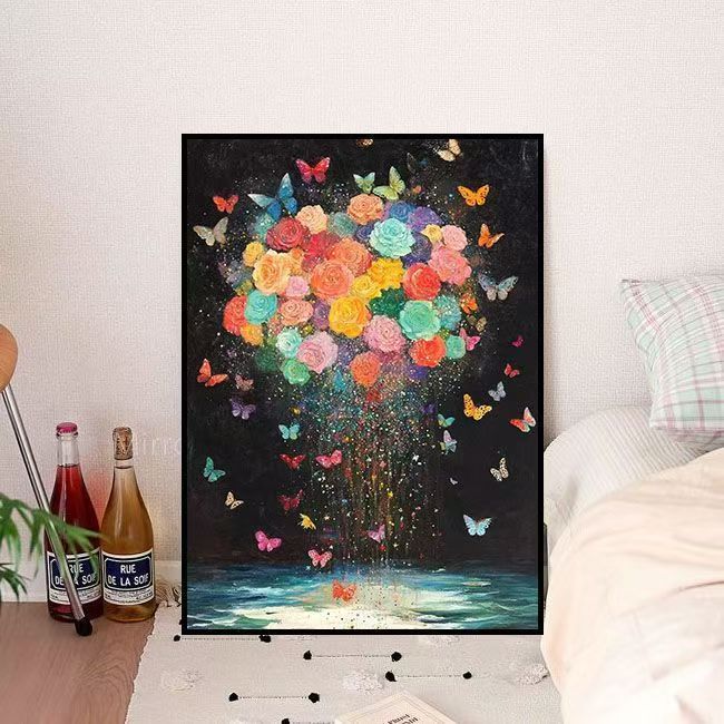 Abstract Butterfly Floral Canvas Artwork Bowlift