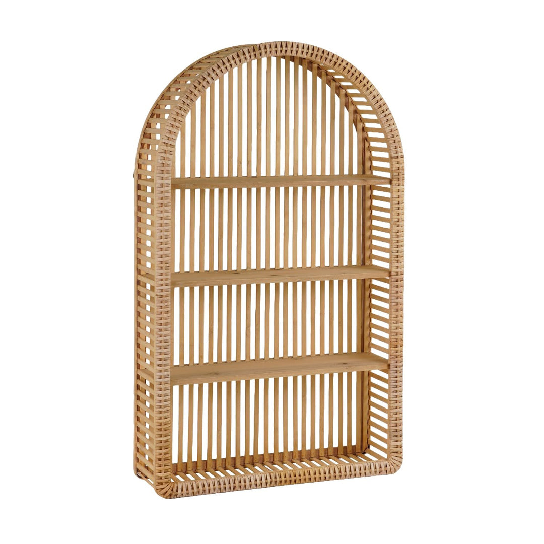 Round Wall Shelf Made of Natural Rattan Bowlift