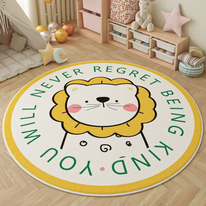 Playful Elephant Theme Round Rug