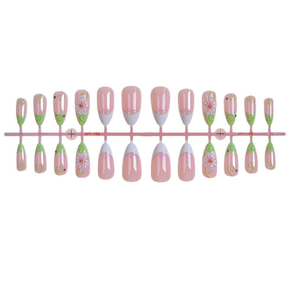 Artistic Floral-Accent Press-On Nail Set Bowlift