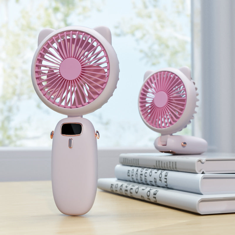 Cute Cat-Themed Handheld Fan Bowlift