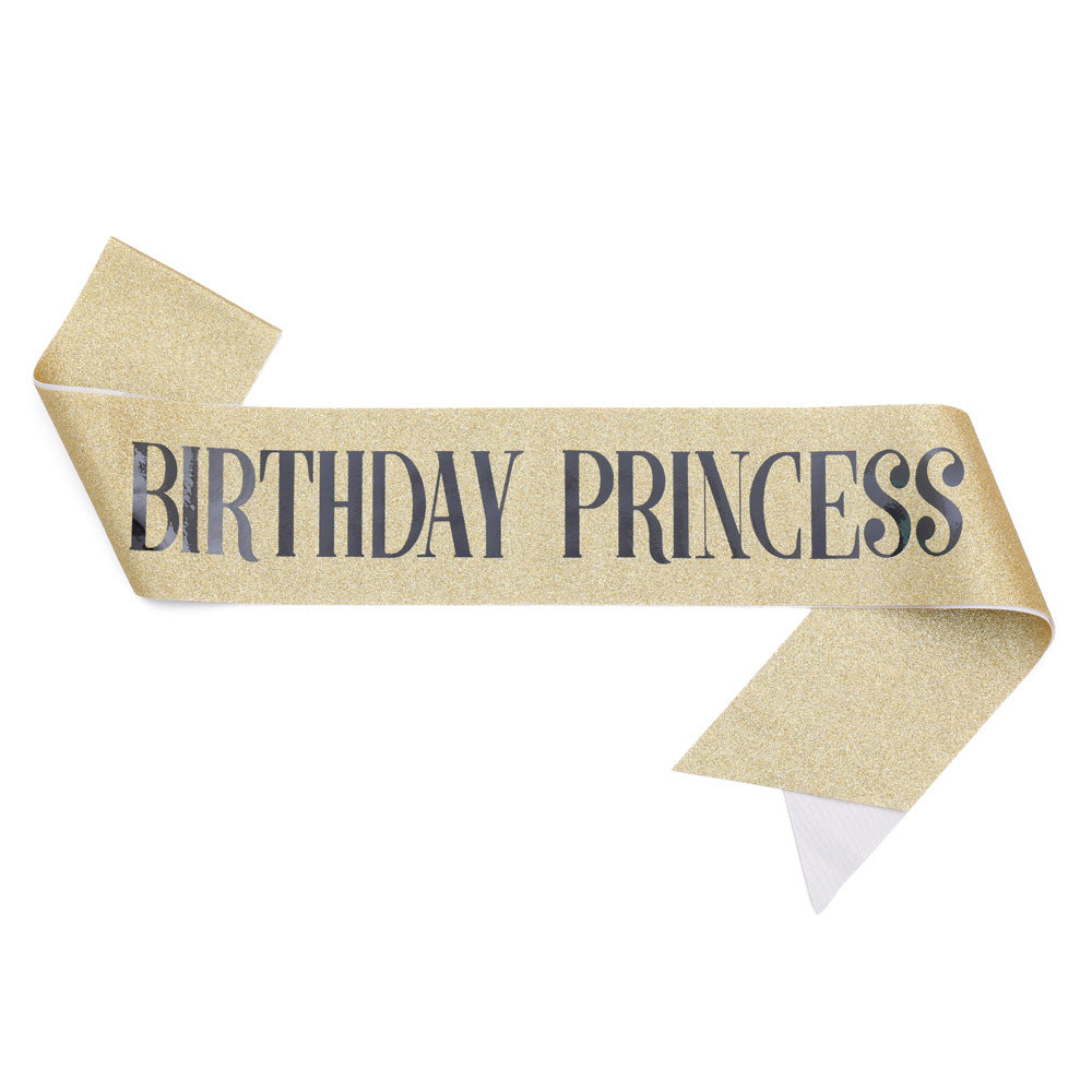 Women's Birthday Sash with Glitter Design Bowlift