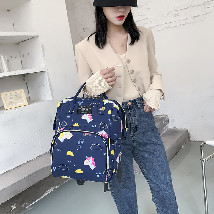 Versatile Leaf Print Travel Backpack Bowlift