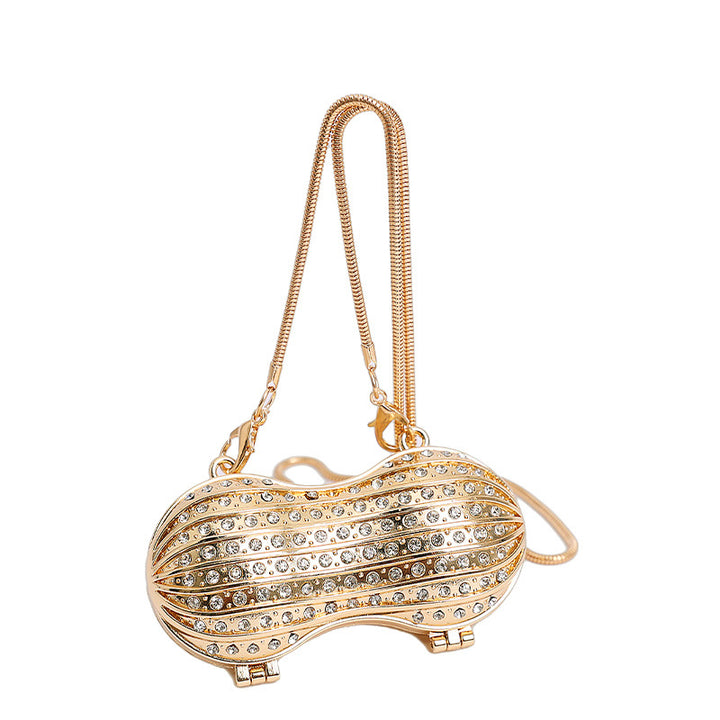 Glamorous Rhinestone Peanut-Shaped Crossbody Bag Bowlift