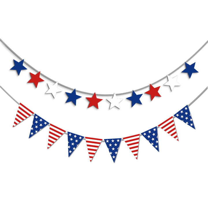Unisex nan patriotic decorative bunting banner set with pre-strung USA letters and star garlands Bowlift