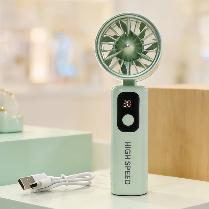 Ladies Portable Mini Fan with Digital Temperature Display Bowlift