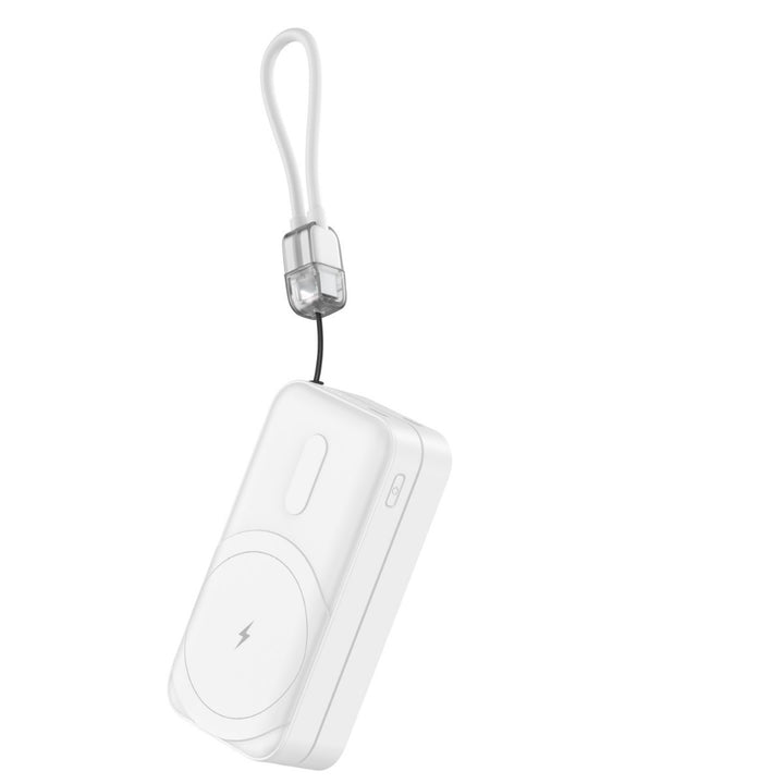Portable power bank with integrated charging connector and practical loop Bowlift