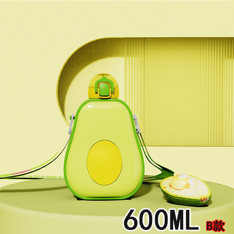 Women's Avocado Water Bottle with Leak-proof Lid and Integrated Carry Strap Bowlift