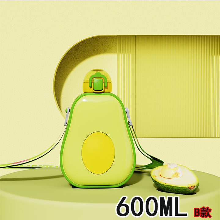 Women's Avocado Water Bottle with Leak-proof Lid and Integrated Carry Strap Bowlift