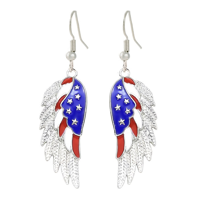 Women's nan patriotic horseshoe enamel dangle earrings with star-accented design and fishhook findings Bowlift