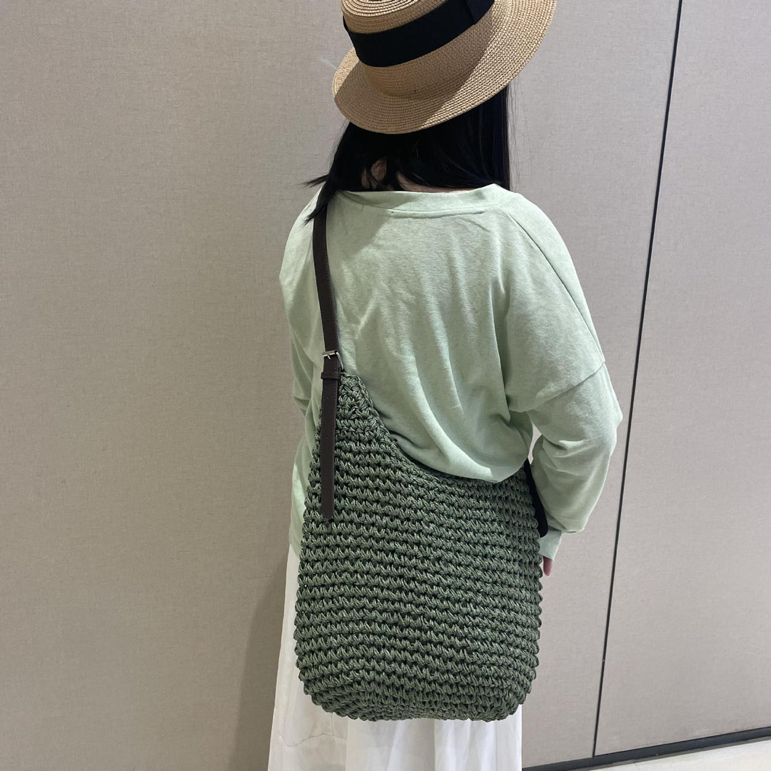 Braided shoulder bag with elegant leather strap Bowlift