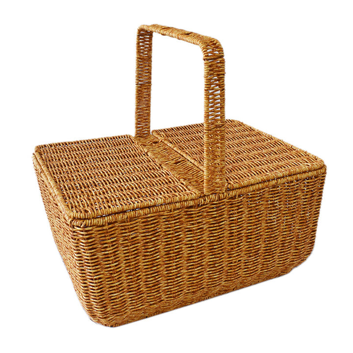 Handcrafted Natural Wicker Picnic Basket Bowlift