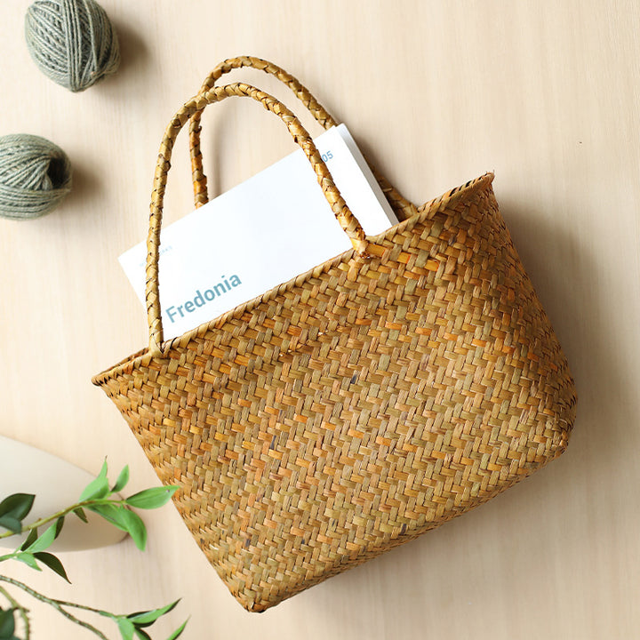Unisex Handwoven Shopping Container with Double Handle Bowlift