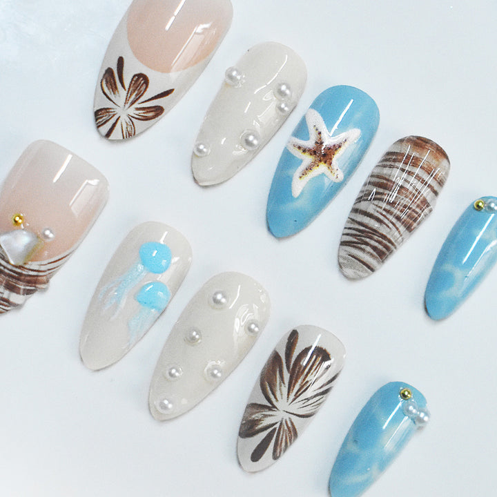 Seashell-Themed Press-On Nail Extensions Bowlift