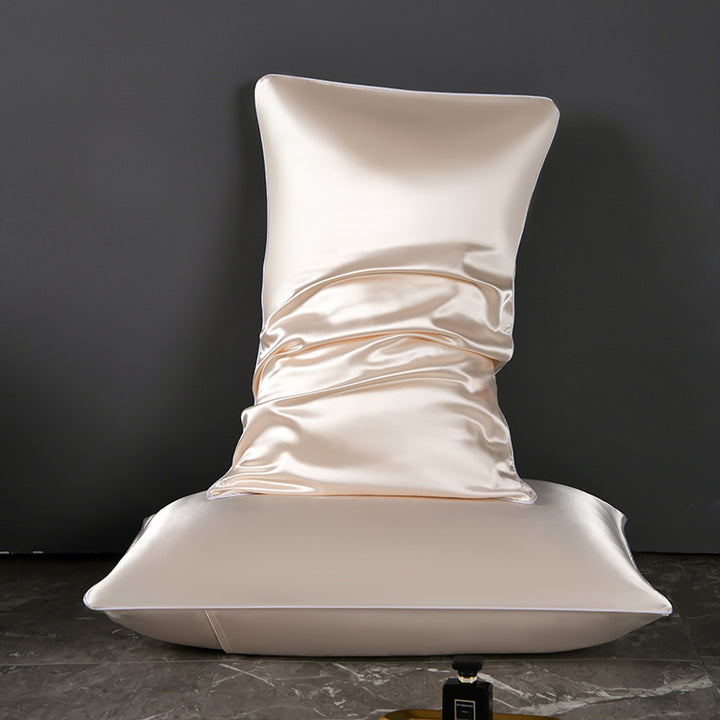 Mulberry Silk-Feel Satin Pillowcase Set with Piping and Hidden Zipper Bowlift