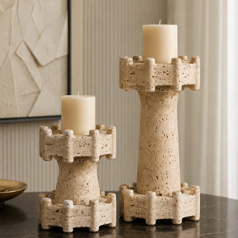 Contemporary Stone Decorative Candle Holders